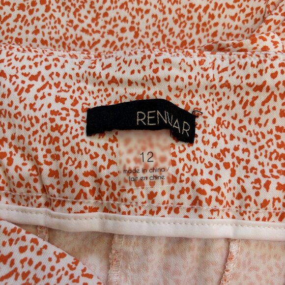 Renuar Women's Size 12 Orange & White Patterned Pants - Picture 5 of 10